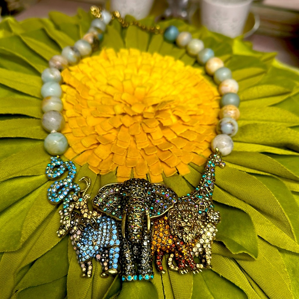 Heidi daus sparkling crystal and amazonite bead necklace